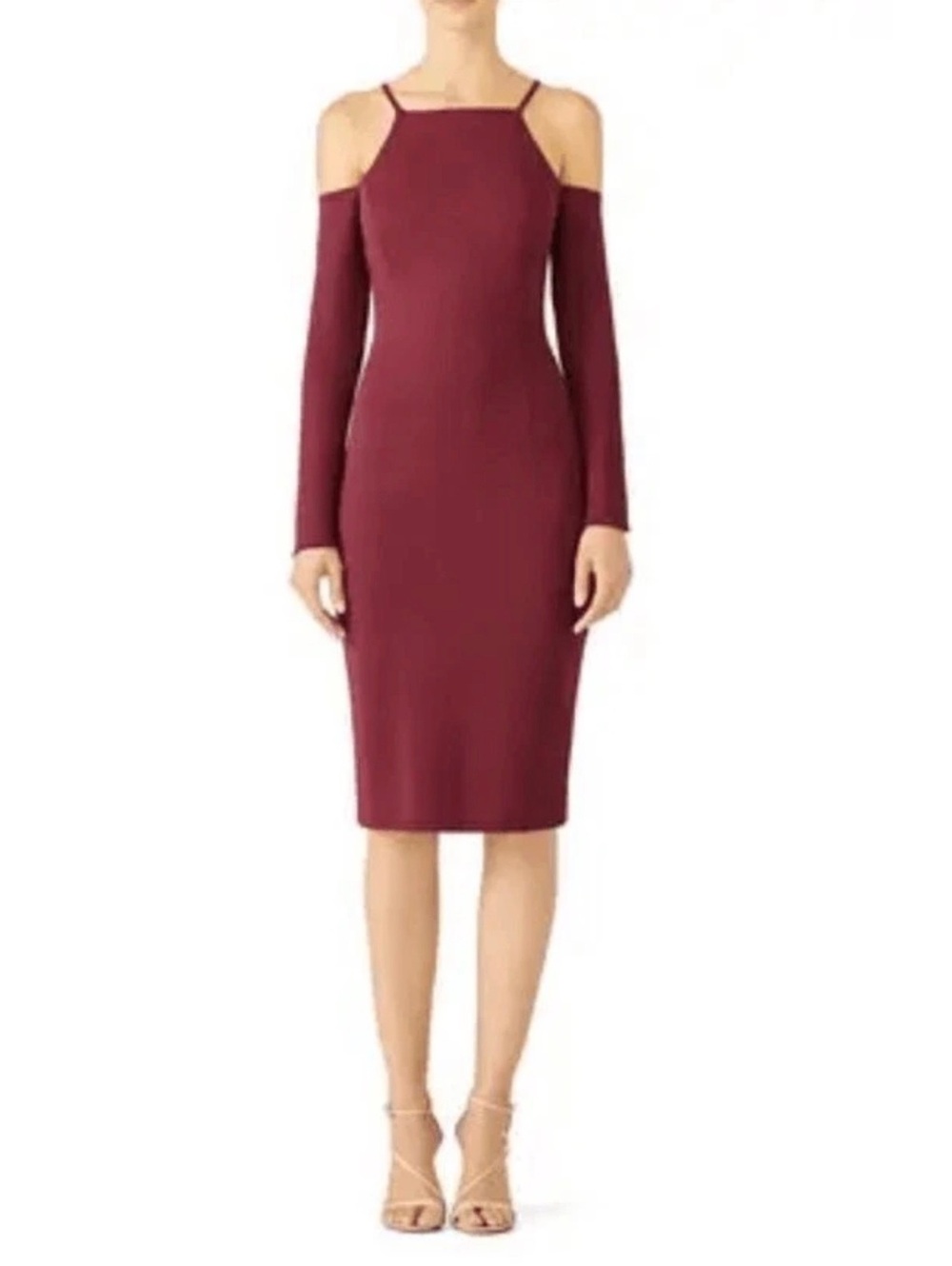 Trina Turk Lu Lu Malbec Burgundy Cold Shoulder Sheath Dress Size 8